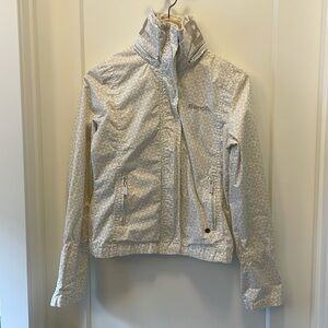 SzM BENCH light weight hooded cotton jacket full zip Ivory with tan pattern EUC